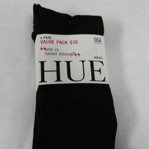 Hue Black Luster Socks 4 Pairs Pack One Size Women's